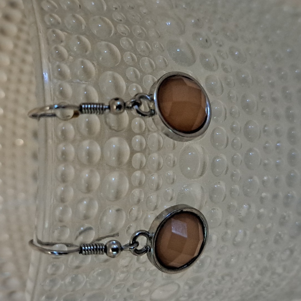 Antique Silver Faceted Citrine Dangle Earrings
